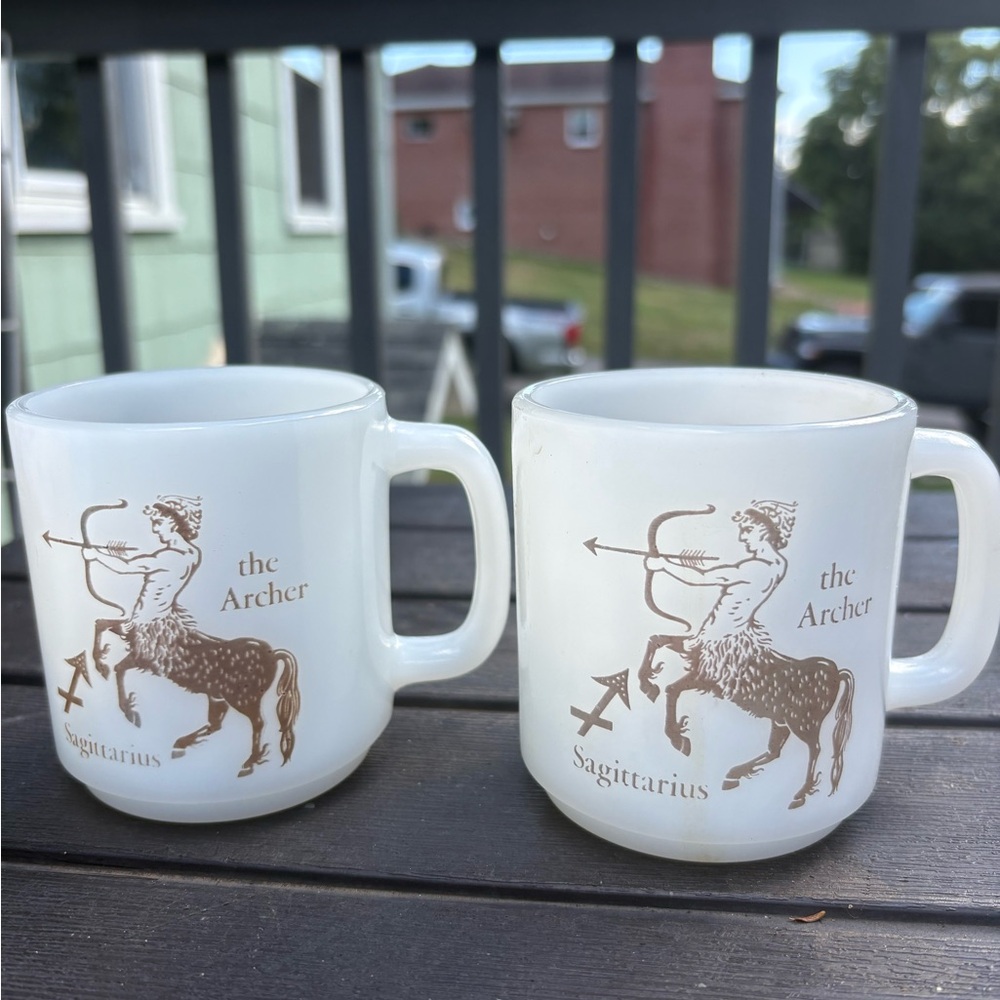 Sagittarius Archer White and Brown Mugs